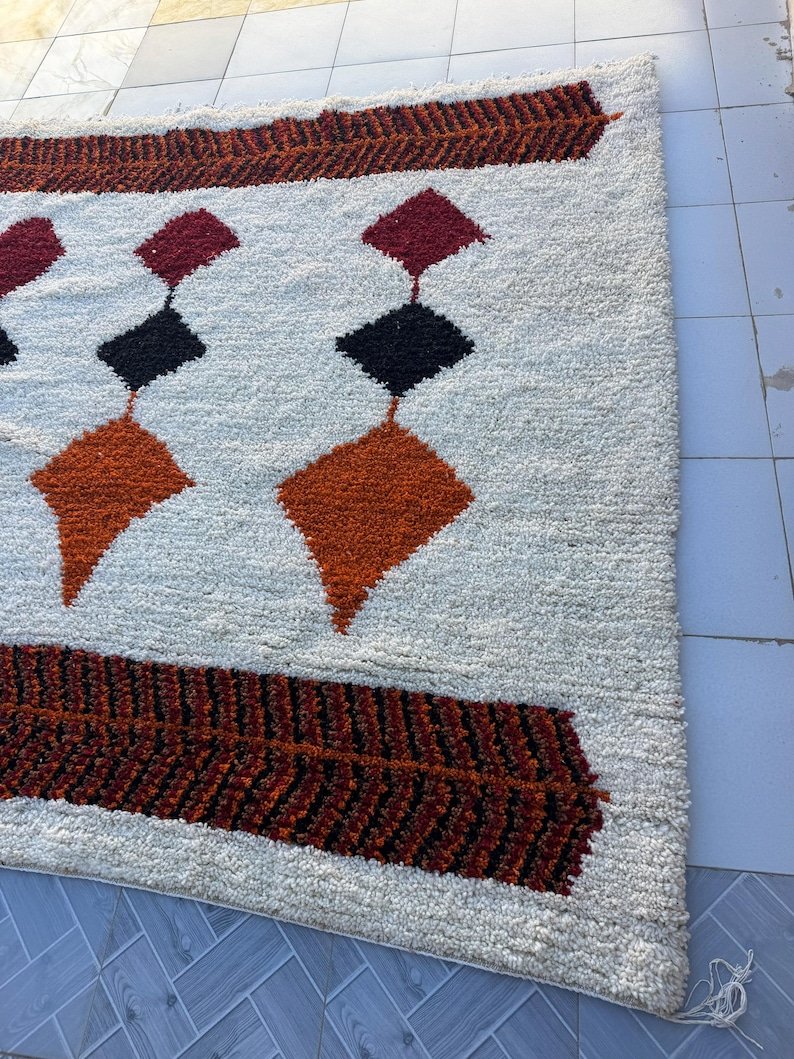 Moroccan Berber Rug | Handmade Custom Beni Ourain Style Carpet | Wool Area Rug | Boho Tribal Home Decor | Custom Size Moroccan Carpet - Image 15