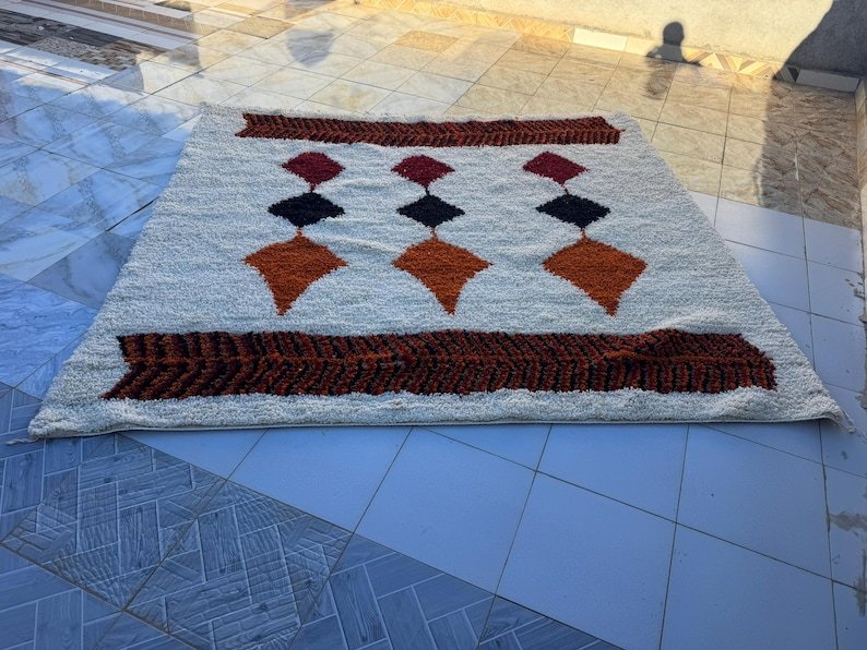 Moroccan Berber Rug | Handmade Custom Beni Ourain Style Carpet | Wool Area Rug | Boho Tribal Home Decor | Custom Size Moroccan Carpet - Image 7