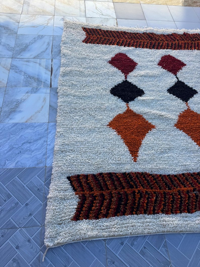 Moroccan Berber Rug | Handmade Custom Beni Ourain Style Carpet | Wool Area Rug | Boho Tribal Home Decor | Custom Size Moroccan Carpet - Image 14