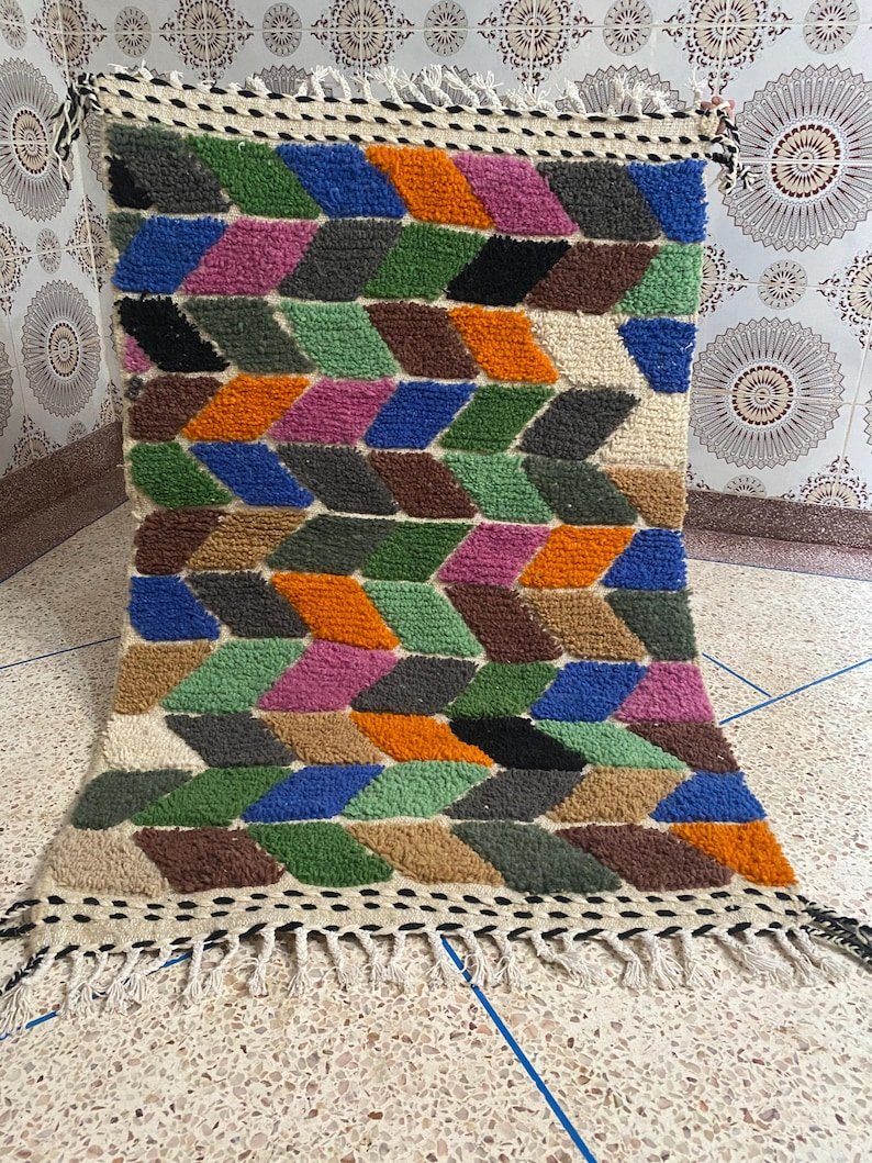 Colorful square rug | Hand-woven mixed rug in the color of nature | Custom Atlantic Rug | Simple tribal decor | Modern Boho rug