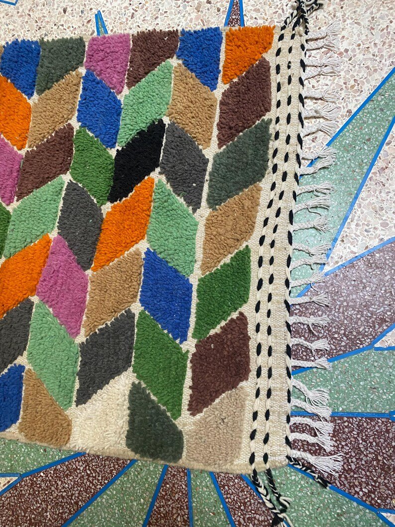 Colorful square rug | Hand-woven mixed rug in the color of nature | Custom Atlantic Rug | Simple tribal decor | Modern Boho rug - Image 7