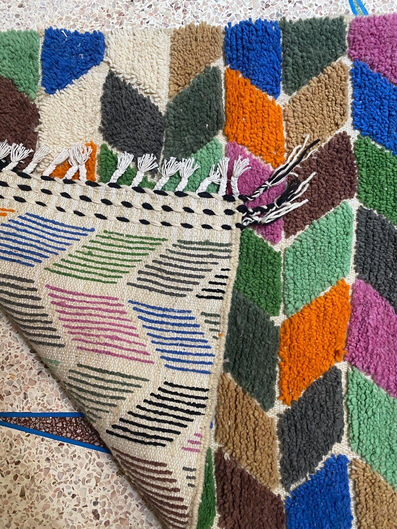 Colorful square rug | Hand-woven mixed rug in the color of nature | Custom Atlantic Rug | Simple tribal decor | Modern Boho rug - Image 4