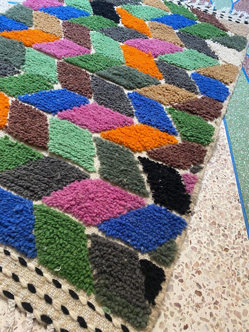 Colorful square rug | Hand-woven mixed rug in the color of nature | Custom Atlantic Rug | Simple tribal decor | Modern Boho rug - Image 3