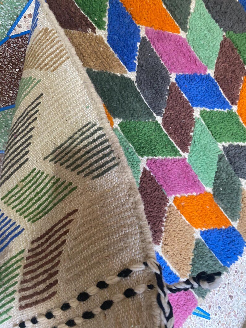 Colorful square rug | Hand-woven mixed rug in the color of nature | Custom Atlantic Rug | Simple tribal decor | Modern Boho rug - Image 2