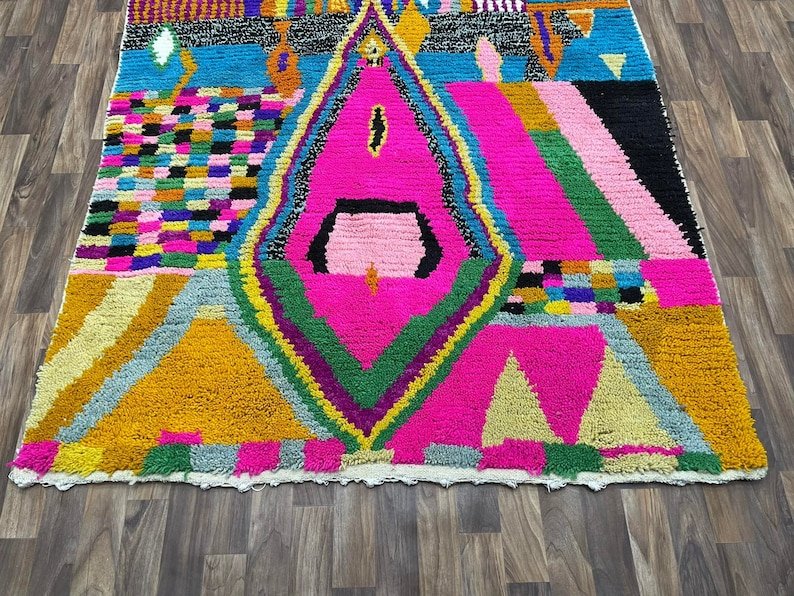 Handmade Wool Boujaad Rug – Colorful Moroccan Carpet - Image 9