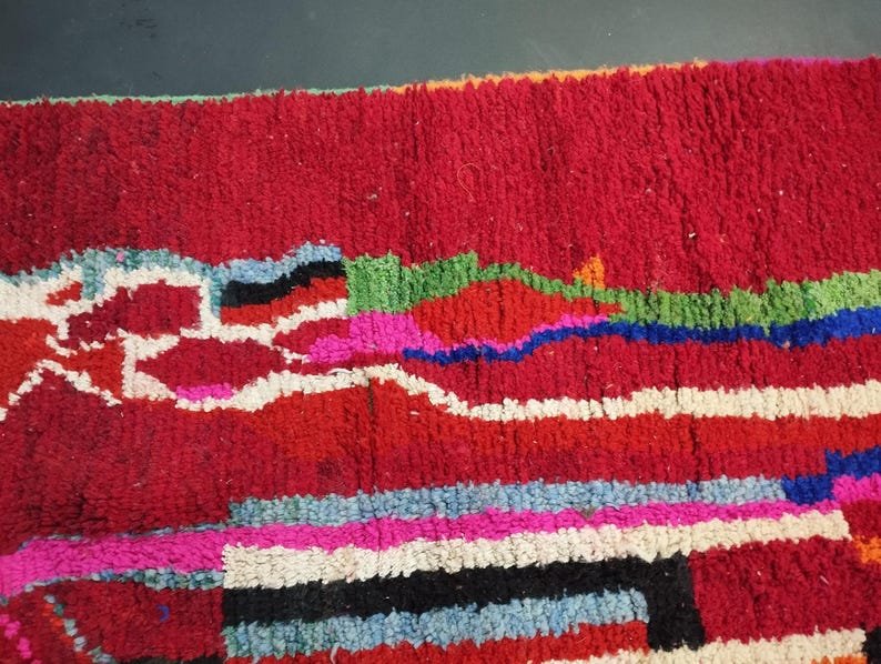 Pretty Handmade Rug, Handmade Wool Rug, Colorful Wool Rug, Tribal Rug, Berber Moroccan Rug, Sheep Rug, Abstract Rug, Azilal Rug, Area Rug. - Image 4