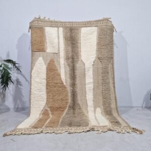 Handmade Moroccan Berber Rug – Abstract Neutral Wool Area Rug in Beige, Taupe & Ivory