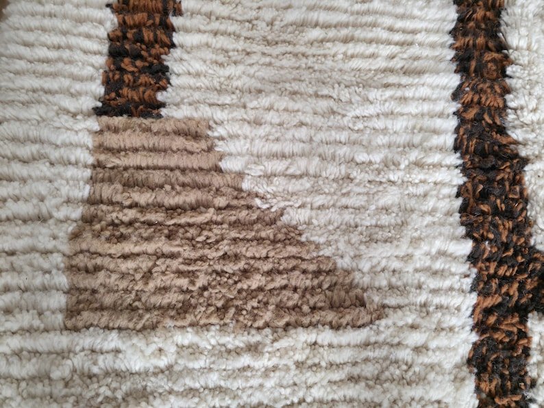 Handmade Moroccan Berber Rug – Modern Geometric Wool Area Rug in Cream and Brown - Image 5