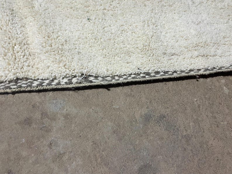 Minimalist Moroccan Beni Ourain Rug – Handmade Ivory Wool Rug with Black Lines - Image 6